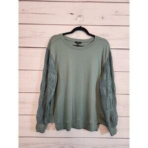 Joh Women's Green Stretch Round Neck Long Sleeve Pullover Sweatshirt Size Medium